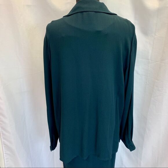 Eileen Fisher dark teal 100% silk two piece dress blouse set Sz M - Picture 11 of 16